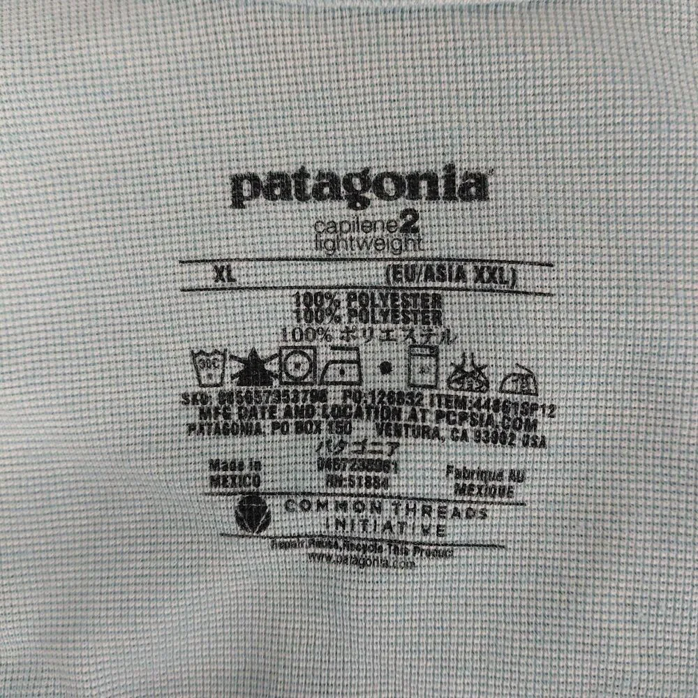 Patagonia Capilene 2 Lightweight LS half zip pullover blue/ green SZ XL - Picture 7 of 7